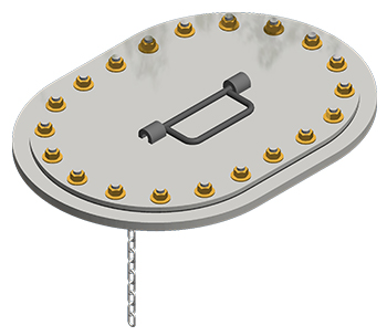 DF-510 Flush Multi-Stud Oval Hatch with Chain